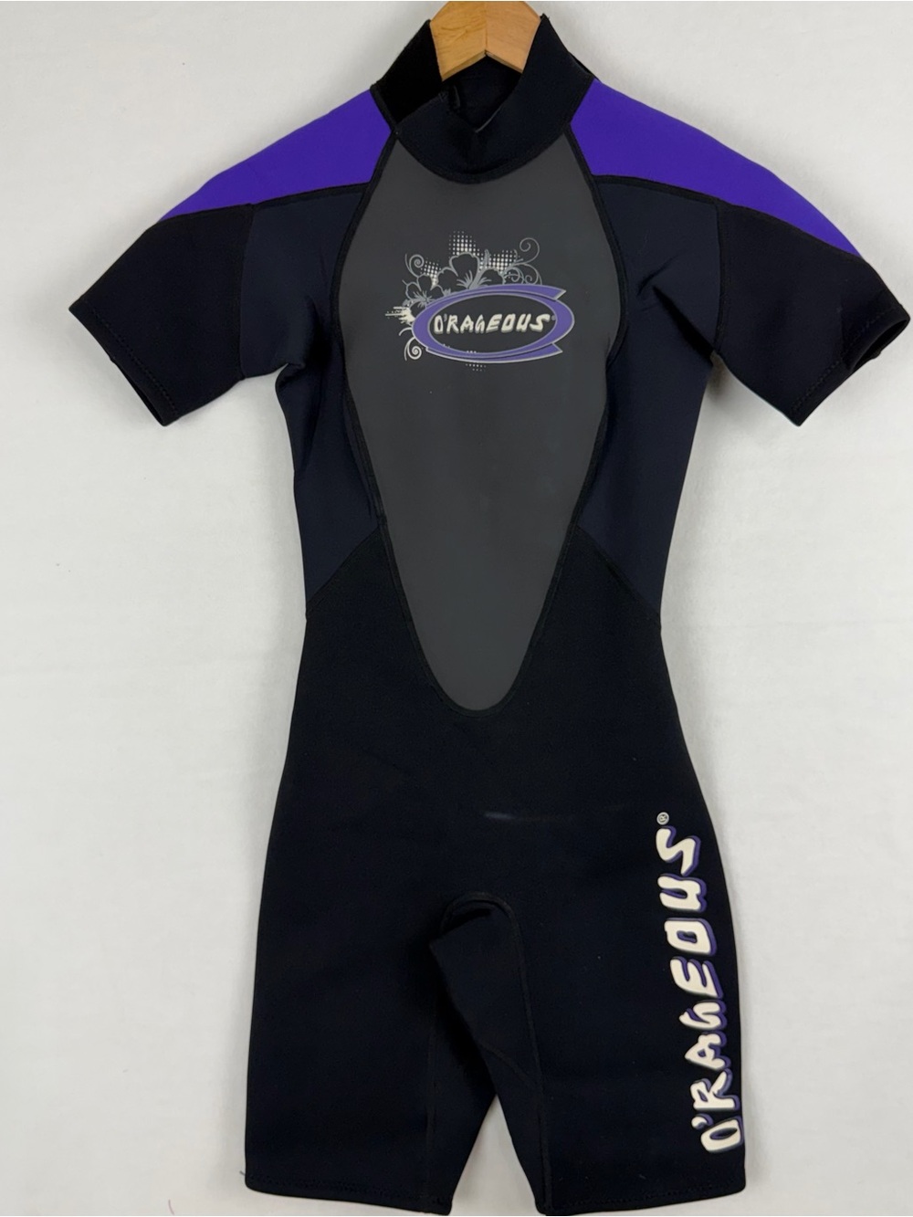Orageous Womens Size 6 Swimwear Shorty Neoprene Wetsuit Black & Purple